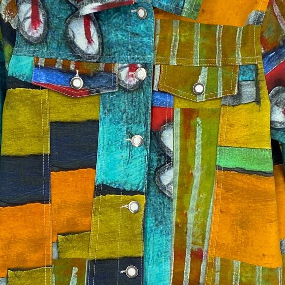 Dolcezza Art Print Vibrant Jacket Sz Small - Picture 6 of 7